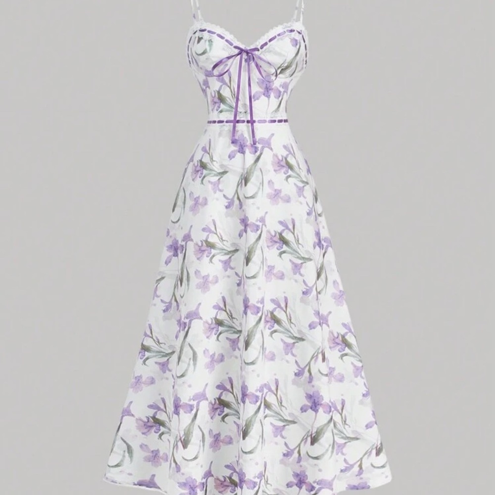 SHEIN Purple and White Maxi Sundress for Weddings